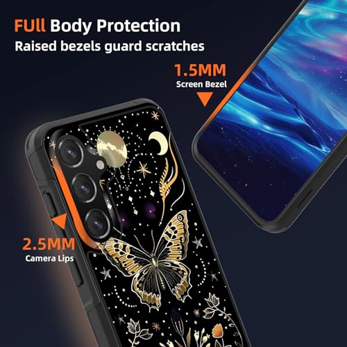 GFEWYTJYJ for Galaxy S24 Case,[10 FT Military Grade Drop Protection] Non-Slip Heavy Duty Shockproof Phone Case for Samsung Galaxy S24 6.2 Inch 2024,Butterfly Moon Flower - image 4