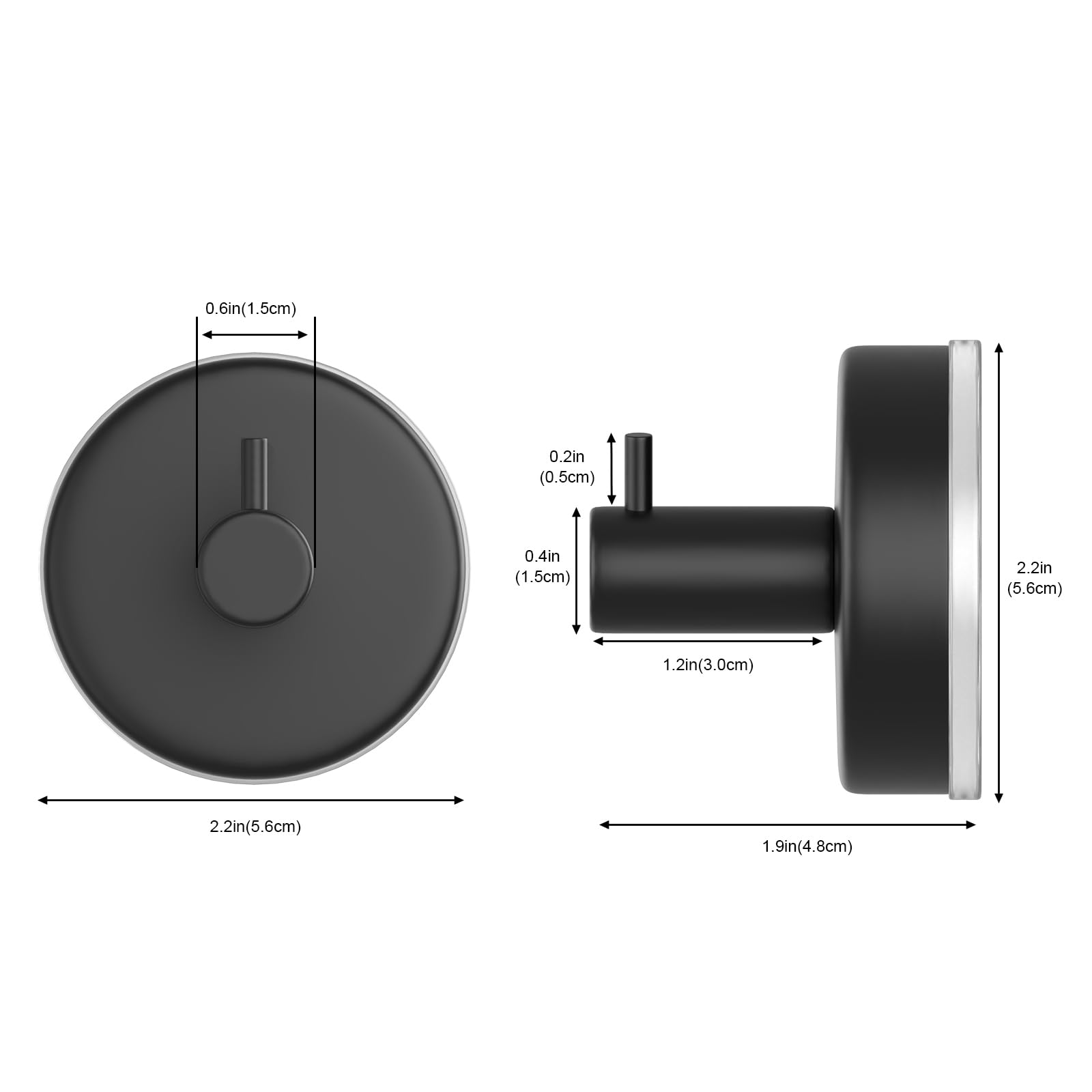 HUFEEOH Ganchos con ventosa para ducha, paquete de 4 ganchos extraíbles para toallas para ducha interior, ganchos de toalla sin taladrar para baño, ducha, montaje en pared (negro)