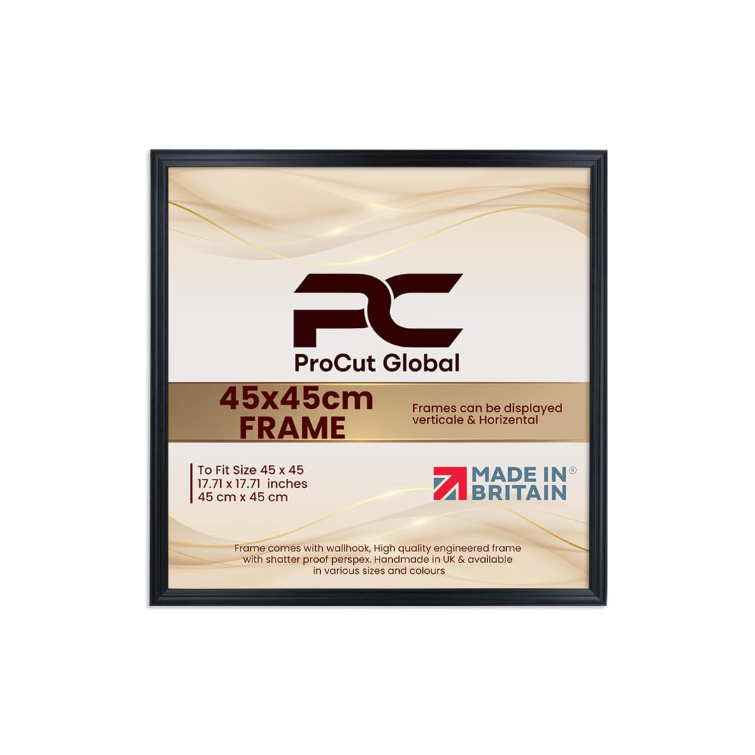 Procut Global 45x45CM Walnut Picture Frames - Classic Wooden Photo Frame with Shatterproof Perspex for Wall or Tabletop - Perfect for Posters, Certificates & Prints - Sizes & Colors Available
