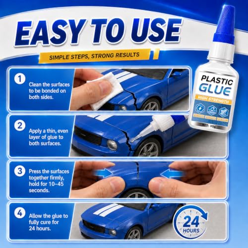 Image of Plastic Glue for Models & Miniatures, 30g Instant CA Adhesive with Precision Applicator, Strong Model Glue for PLA, ABS, PVC, Acrylic & 3D Print Repairs