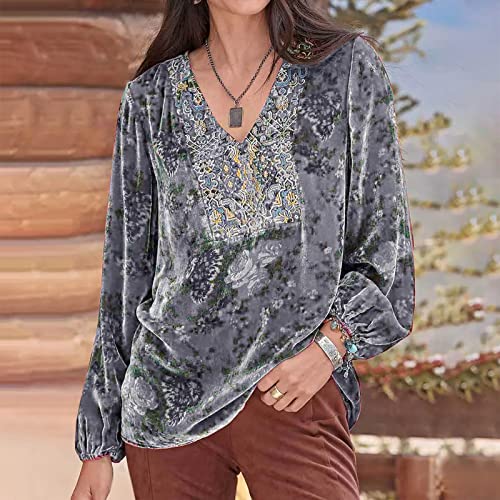 Juniors Basic Tshirts Loose Fit Long Tee Tops for Women Crewneck Velour Fall Winter Shirts 2024 Trendy2