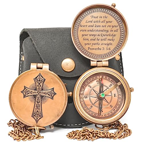 Boussole gravée Trust in The Lord Proverbes 3 cadeau religieux pour confirmation
