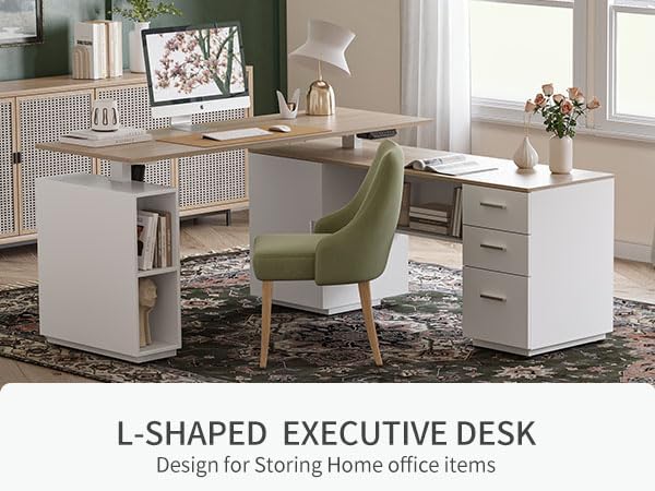 L-Shaped Executive Desk design for storing home office items