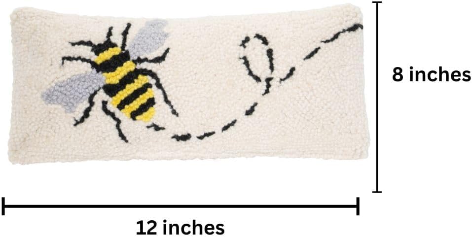 Bee Needle Point Pillow 12 x 5 inches Hook Throw Pillow for Couch or Dorm