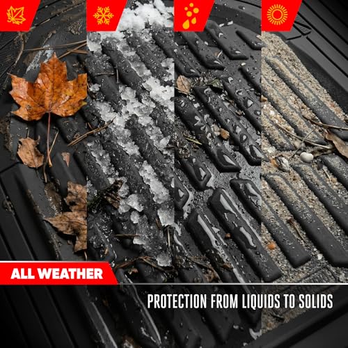 Image of Motor Trend FlexTough LITE Rubber Car Mats Full Set - All Weather Floor Mats for Cars & SUVs - Automotive Waterproof Black Car Floor Mats for Cars Interior Accessories Universal Trim-to-Fit