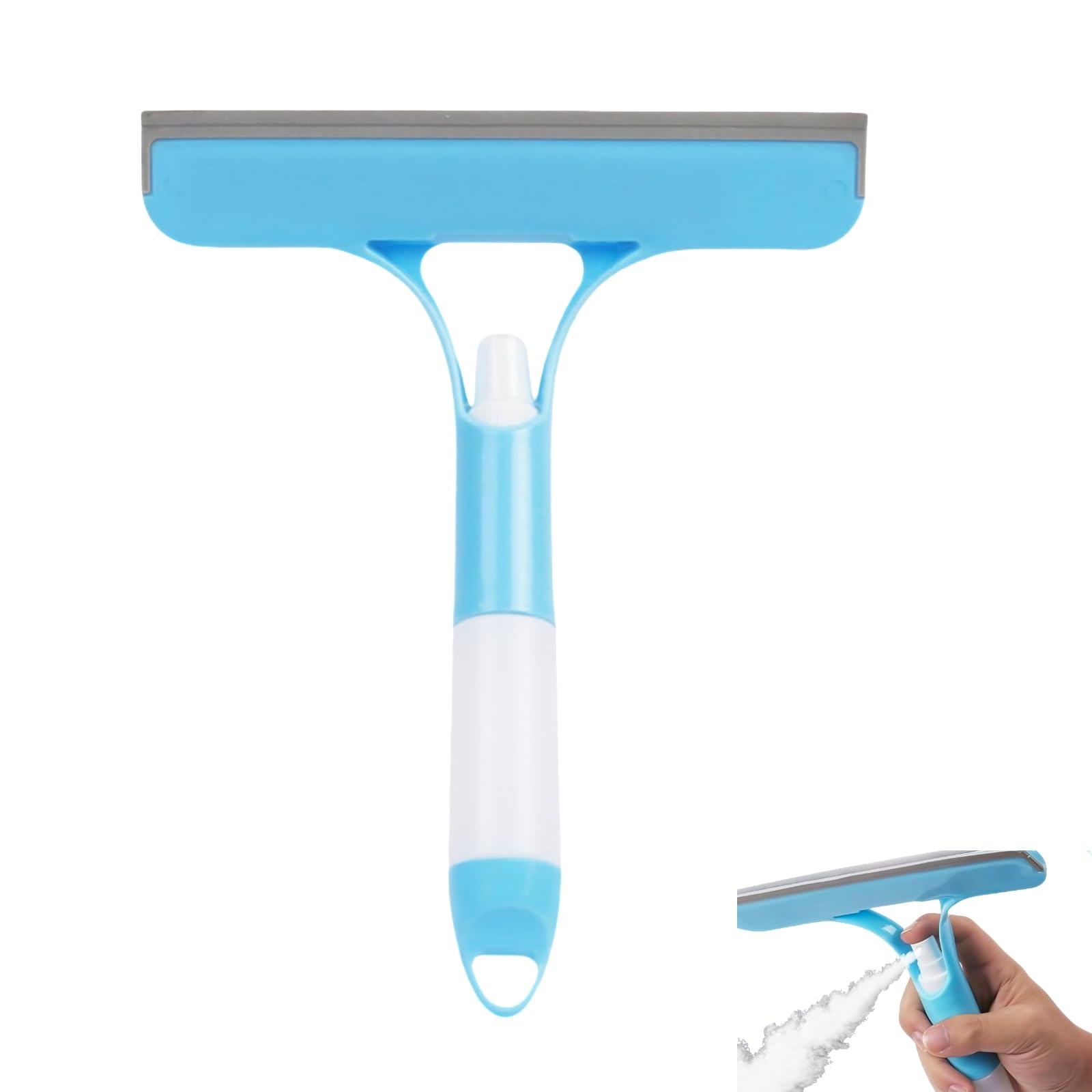 3 in 1 Window Cleaning Scraper, Window Squeegee with Spray Bottle and Sponge Squeegee and Scrubber with Spray New Glass Cleaner Tool for Shower Glass Window Cleaning Equipment Mirrors Bathroom
