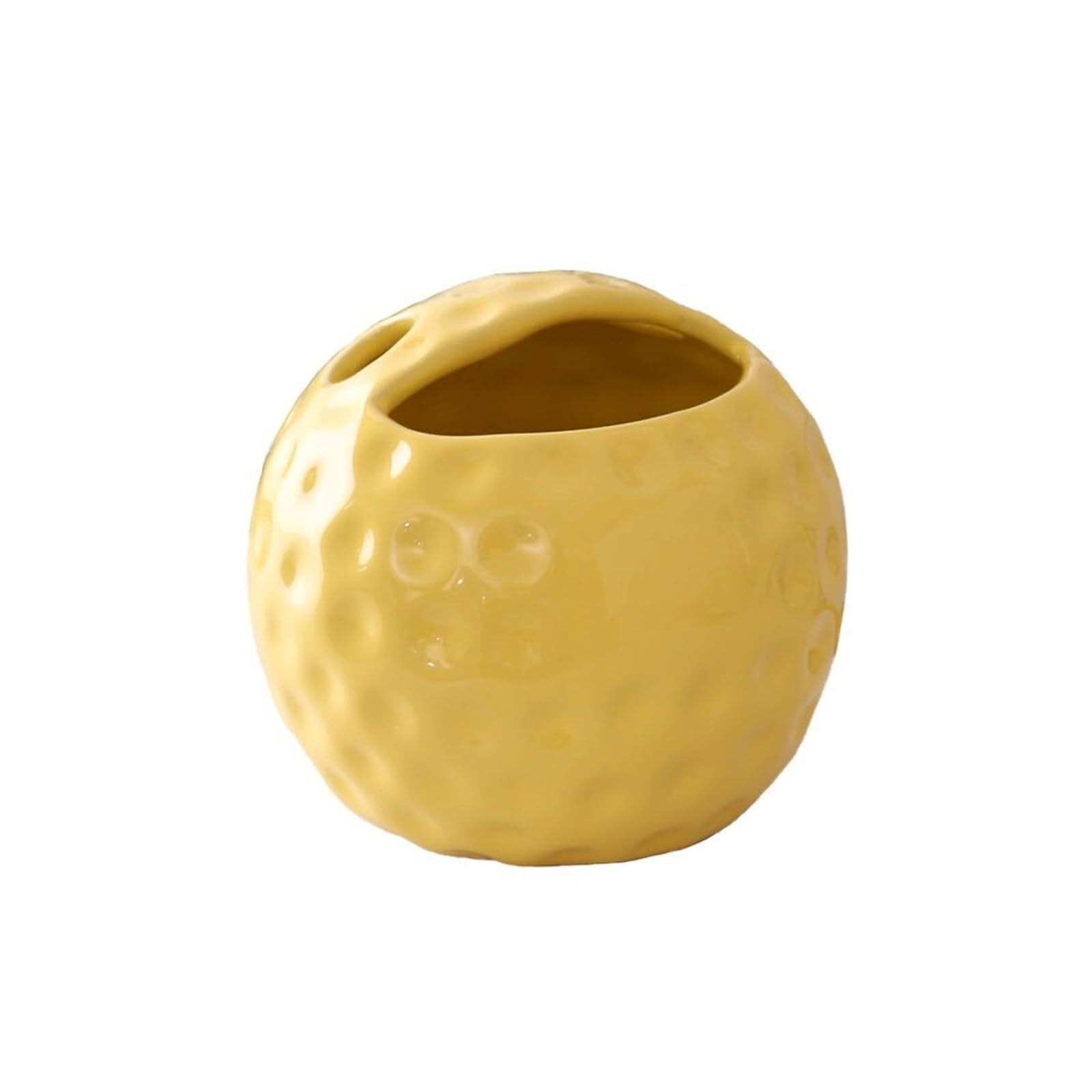 Makeup Brush Holder Golf Shape Ceramic Toothbrush Holder Organizer And Toothpaste Vanity And Countertops Decor Toothbrush Organizer(Yellow)
