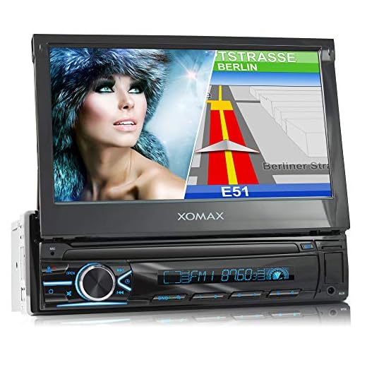 XOMAX XM-VN745 Radio de Coche con Mirrorlink I Navegador GPS I Bluetooth I Pantalla táctil 7" / 18 cm I RDS, USB, AUX I Conexiones para cámara de Marcha atrás y Mando a Distancia del Volante I 1 DIN