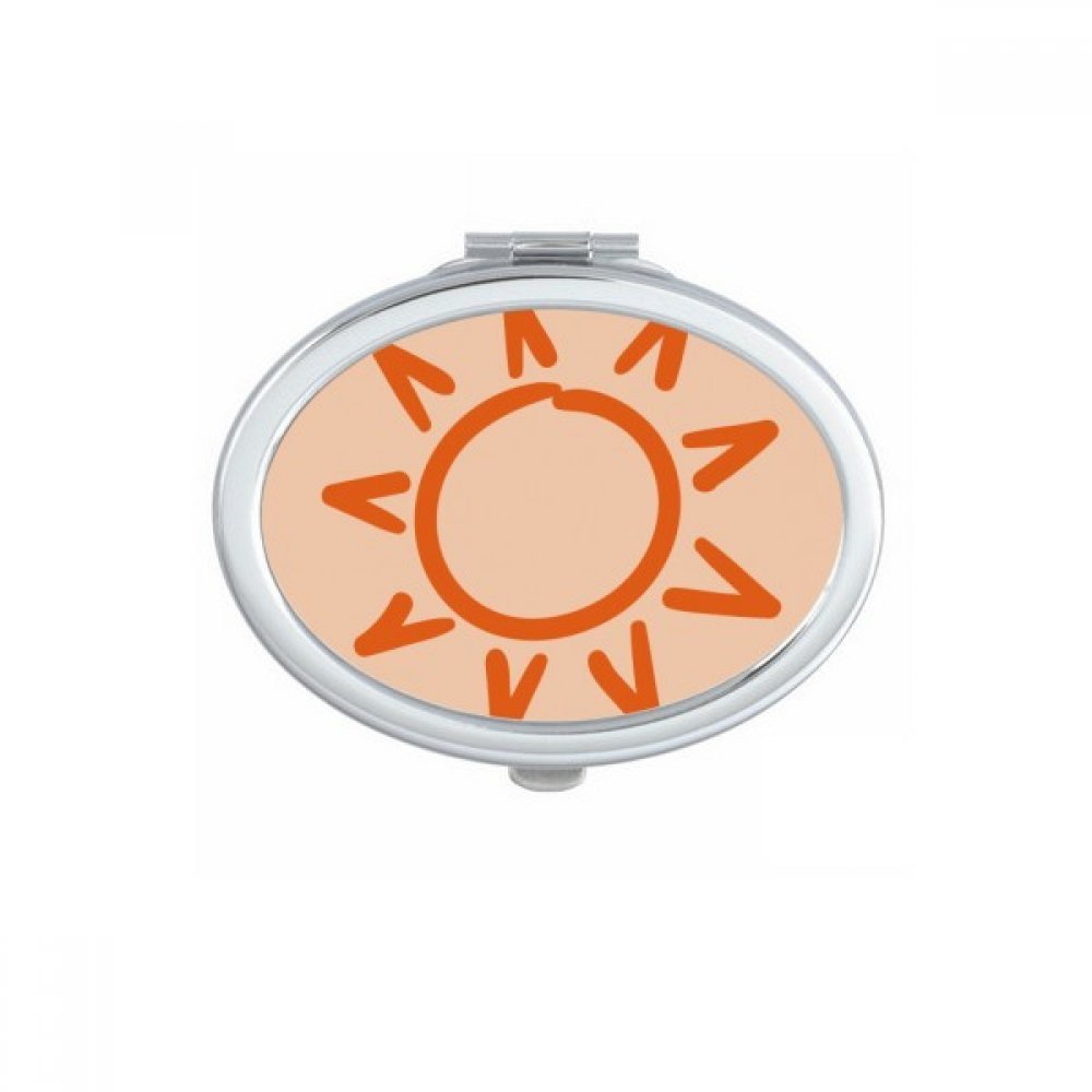 Miroir de poche ovale orange peinture soleil bleu pour maquillage compact nomade