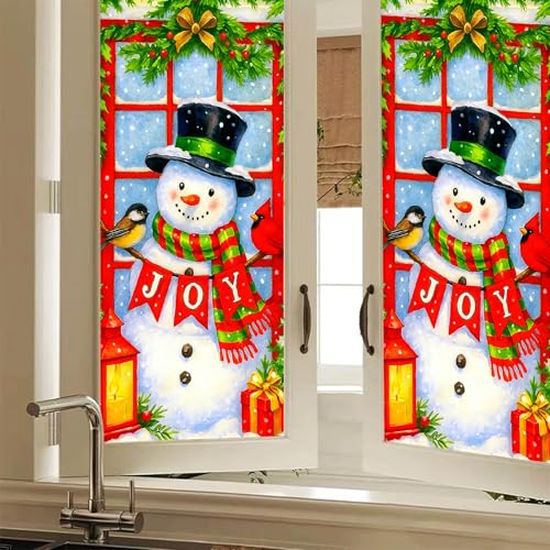 HOMETITUTE film decorativo de ventana muñeco de nieve miniatura 1