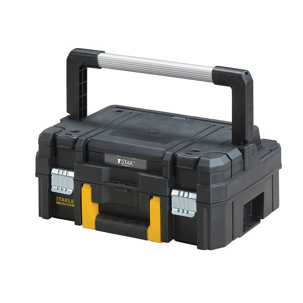 STANLEY FATMAX Conjunto Pro-Stack 3 Piezas, Maleta con Asa de Aluminio, Organizador Transparente, Base con Ruedas, Almacenaje Móvil, Negro, 51.2x70.8x43.5 cm, FMST1-80103