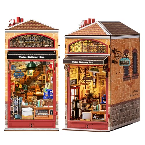 Book Nook DIY Rolife en bois avec lumières : maquette puzzle 3D de bibliothèque miniature