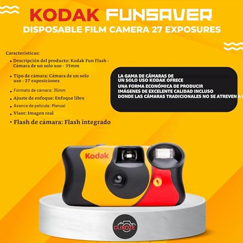 Miniatura 3 de Clikoze Paquete Múltiple De Cámaras Desechables: Incluye 10 Unidades De Cámaras Kodak Funsaver De Un Solo Uso De 35 Mm Con 27 Exposiciones Y Tarjeta De Consejos De Fotografía Clikoze