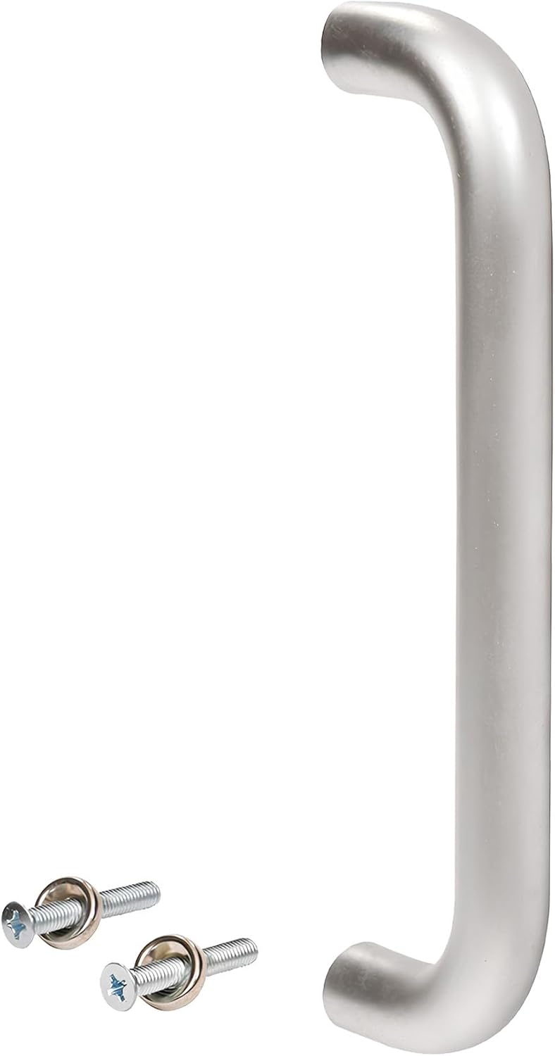BRIXWELL Solid Pull Handle Aluminum Material, Clear Anodized Finish, 11" Length, 10" Center to Center, 1" Diameter, Single Sided Mounting, Includes 1/4"-20 Bolts and Washers