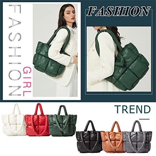 Puffer Tote Bag For Women Quilted Puffy Handbag Light Winter Down Cotton Padded Shoulder Bag Down Padding Tote Bag With Inner Zip Pocket #TOP1