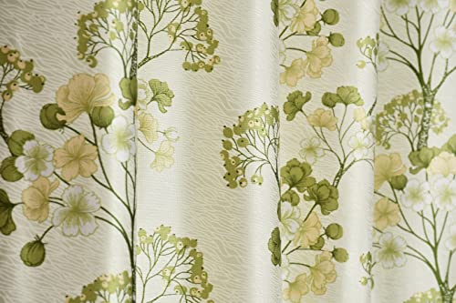 Image of Floral Print Semi-Sheer Curtains for Window 5 Feet, Pack of 1, Green