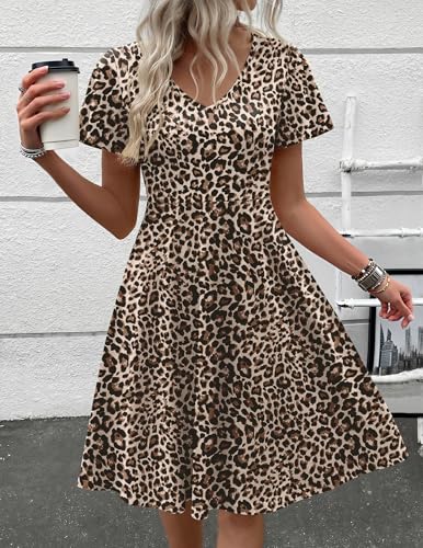 Image of Zeagoo Womens Summer Dress Casual Swing Sundresses Floral Ruffle Short Sleeve Wedding Guest Dress Beach Mini Dress 2026