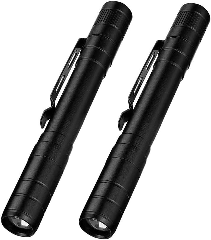 Torch penlight with dual light source, 2 in 1 LED UV and white flashlight, work light detection lamp, AAA battery power supply (battery not included)-2 packs