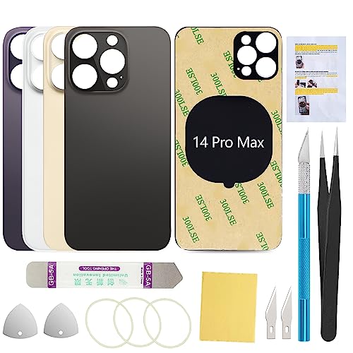 UooFide Rear Back Glass Cover Replacement Compatible with iPhone 14 Pro Max 6.7-Inches All Carriers (Space Black)