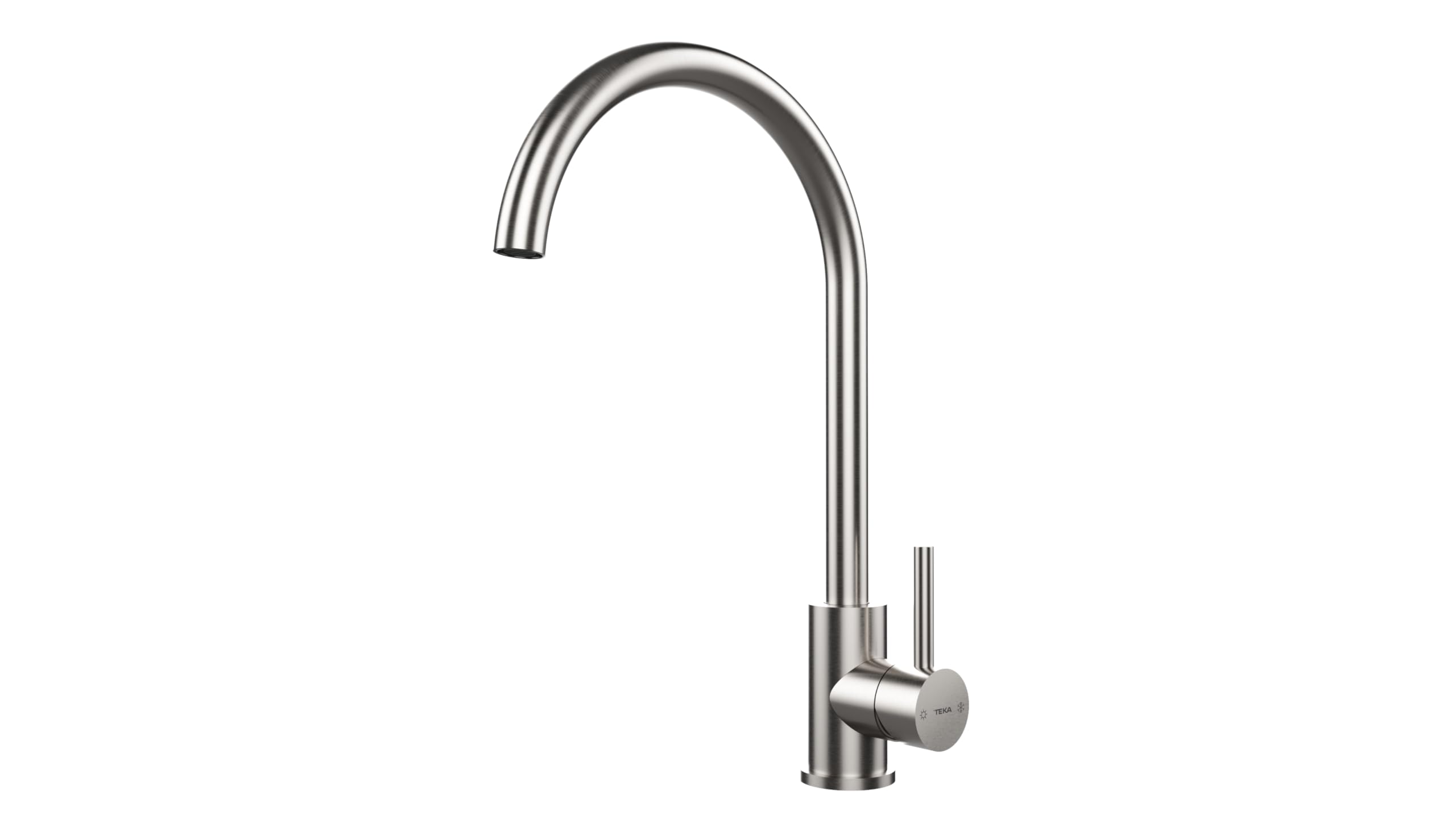 TEKA Grifo Cocina Monomando, Caño Alto Giratorio 360º, Aireador Eco Anticalcáreo Limitador de caudal 5 l/min, Acero Inoxidable AISI 304, Easy Fix, Modelo UNI 9310