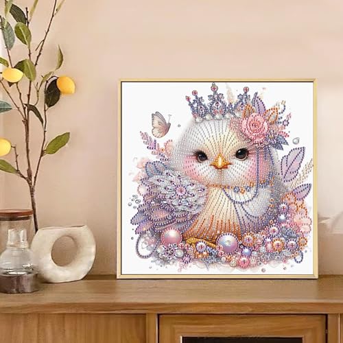 Image of AiYuanzsh 5D Special Shape Diamond Art Kits for Beginners, Diamond Art Kits for Adults Noble Chicken Pattern, Crystal Rhinestones Diamond Painting for Home Wall Decoration Gift 12x12inch