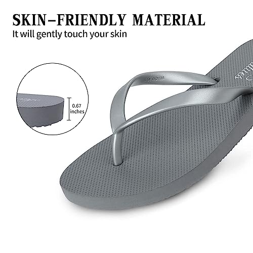 Image of shevalues Slim Basic Flip Flops for Women with Comfortable Yoga Mat | Lightweight Non Slip Rubber Sandals for Beach, Shower, Pool & Summer Casual Wear