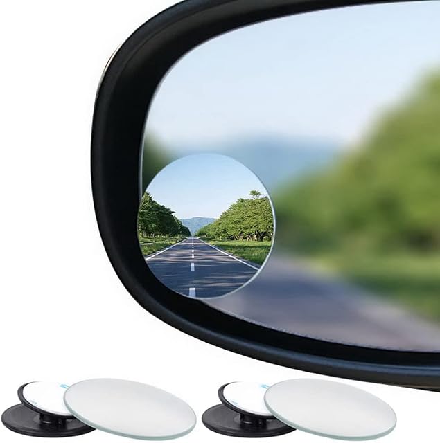 nuoshen Blind Spot Mirrors, Round Shape Wide Angle Car Wing Mirror 360°Rotatable Waterproof Convex Blind Spot Stick On Side Mirror, 2 Pack