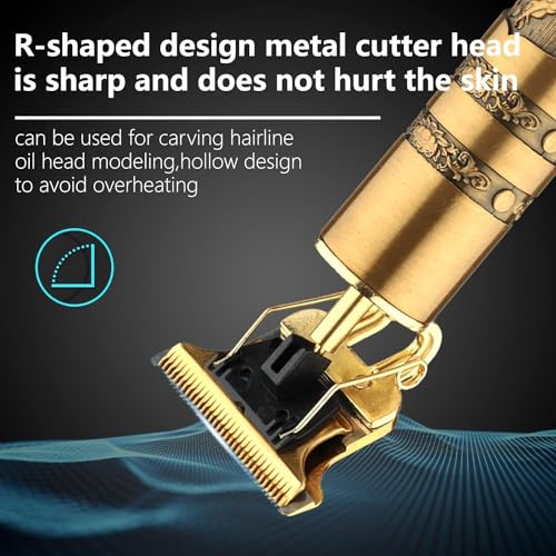 Image of Trimmer Men Cordless Hair Clipper Electric T Blade Dragon Style Beard Trimmers, Shaver, Edgers Professional Zero Gapped USB Rechargeable Clippers with 4 Guide Combs Men's Grooming Kit Trimmer