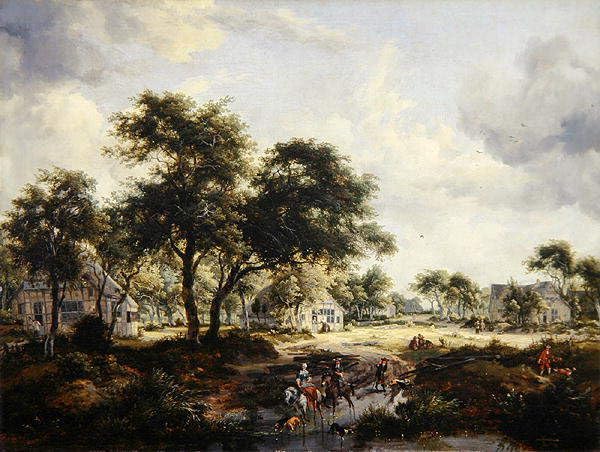 Peinture poster pour la maison paysage boisé apaisant de Hobbema