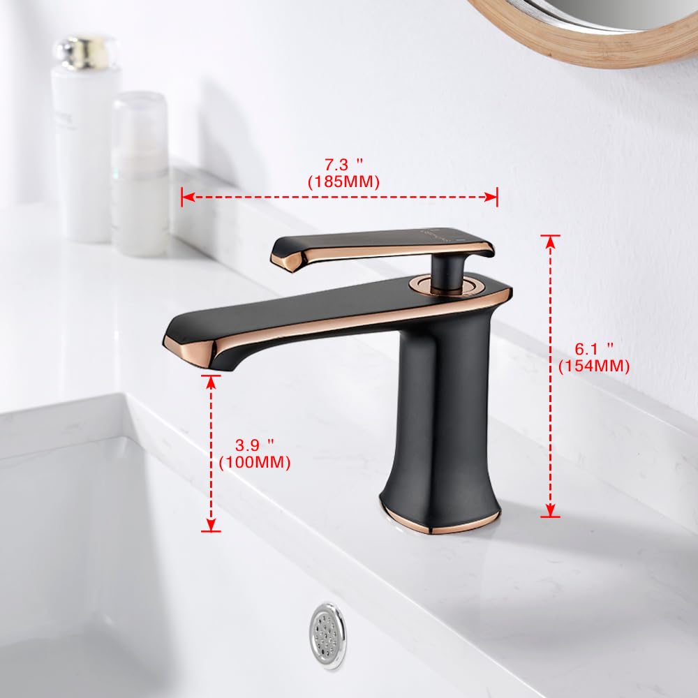 GRIFEMA G1001B Lyon - Grifo de Lavabo Negro Mate, Monomando de Baño en Aleación de Metal con Cartucho de Cerámica y Sistema de Instalación Estándar