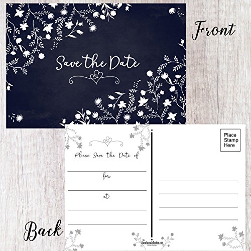 Image of Stonehouse Collection | 40 Floral Theme Save The Date Postcards | Wedding, Baby Shower, Birthdays, Celebration Announcements | Great For Any Occasion | 4 inch x 6 inch Postcards - Made in the USA