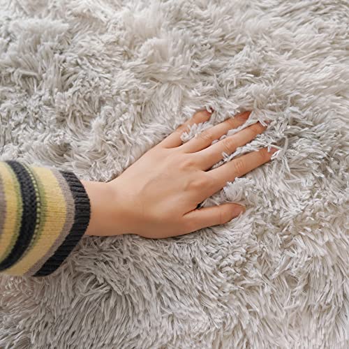 image for SHIPKEY Grey Area Rugs 4’x5.3’ (120x160 cm) Soft Indoor Rugs, Fluf