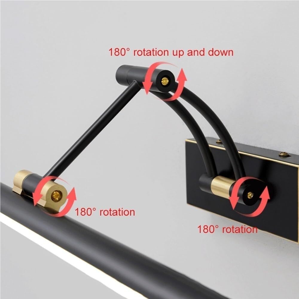 Lampada da Specchio Bagno Lampada da toeletta lineare moderna a tubo lungo LED Lampada da parete dimmerabile a 3 colori su specchio Luci for quadri cablate regolabili(58cm/22.83in)