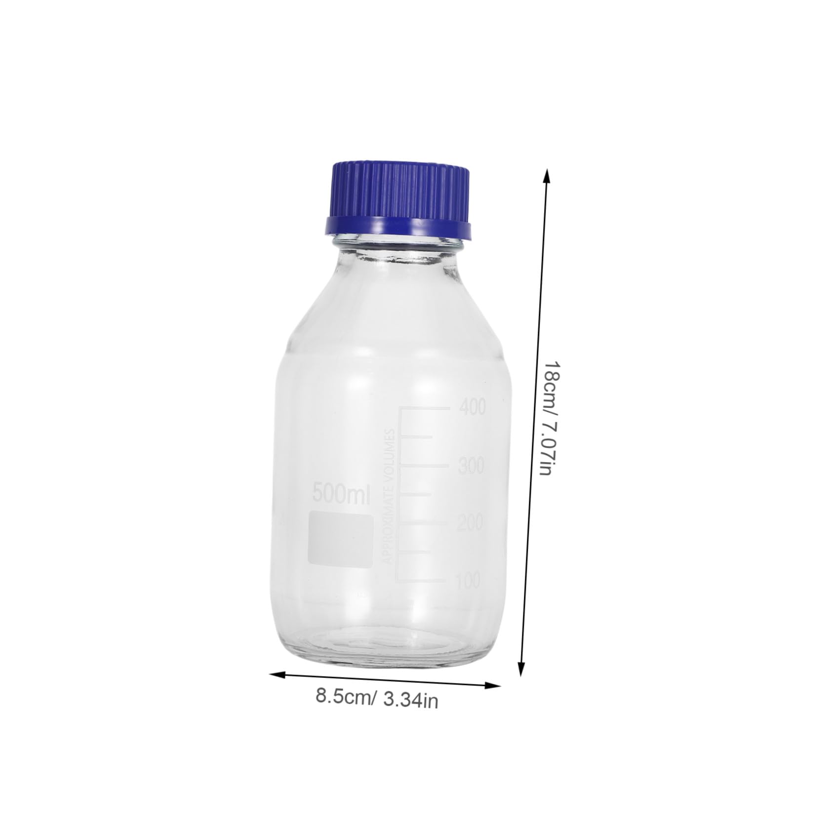 Botella de Reactivo de Vidrio 500ml, 2 Unidades, Tapa