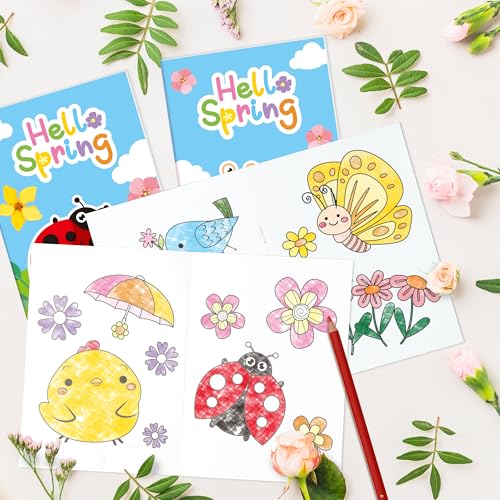 Image of X1zuue Spring Coloring Books for Kids - 24Pcs Bulk Hello Spring Mini Coloring Booklet DIY Art Drawing Book for Toddlers Easter Holiday Party Goodie Bags Stuffers Sunday School Classroom Favors