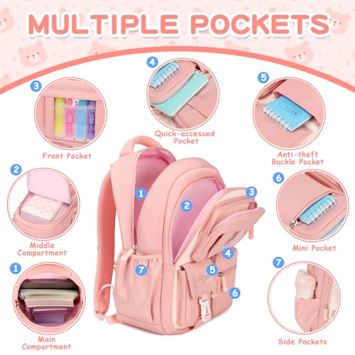 Image of PIG PIG GIRL Kids Backpack for Girls School Bags for Middle School Students Book Bag for Elementary Primary School