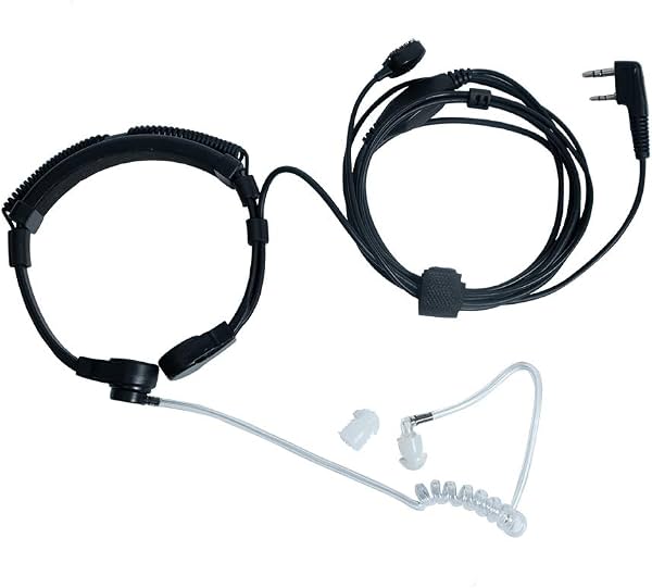 Micrófono de Garganta Compatible con Baofeng UV-5R Kenwood | Micrófono de garganta, tubo acústico, PTT de dedo, 2 pines K1; compatible con Kenwood TK-3230 Baofeng UV-82 BF-888S