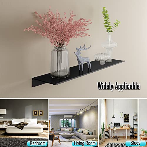 Hnvner Metal Wall Shelves Set Of 2, Display Shelves For Wall Decorative, Shower Caddy Wall Mounted, Black Floating Shelf For Bedroom, Living Room,Office, Kitchen, Hallway #TOP5