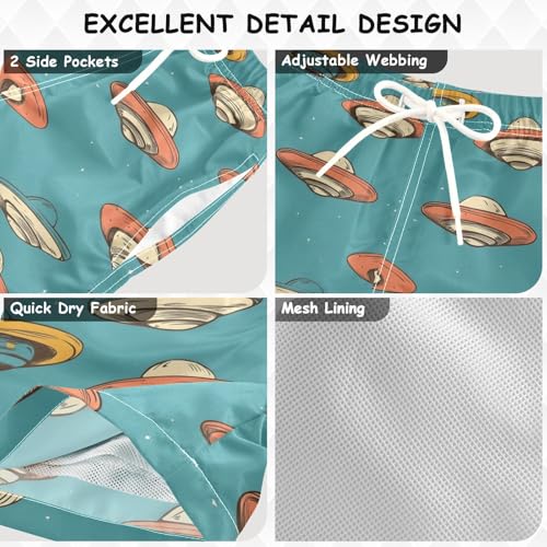 Boys Swim Trunks Aliens Spacecrafts Beach Board Shorts Quick Dry Swimsuit Toddler Kid Teen3