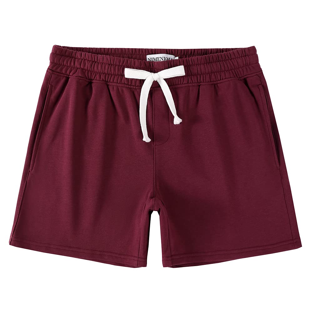 NIMENJOJA Mens 5.5" Athletic Gym Shorts Cotton Jogger Workout Lounge Jersey Zipper Pocket Sweat Shorts