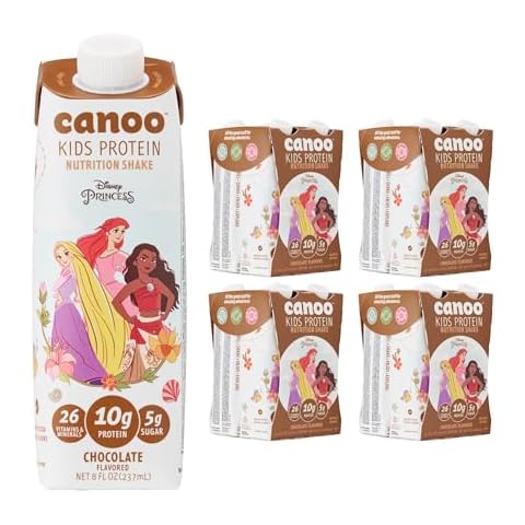 Disney Princess Canoo Kids Protein Shakes Ready to Drink, 10 Grams of Protein per Serving, 4 Packs of 4 Shakes (16 Servings), Chocolate (Disney) Cover