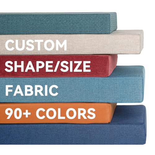 Gildoveo Custom Bench Cushion for Indoor/Outdoor Furniture 15+Fabrics/150+Colors Custom Size Seat Cushion Window Bench Cushion High-Density Foam
