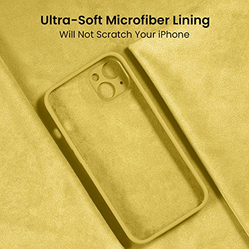 Image of FireNova Designed for iPhone 14 Case, Silicone Upgraded [Camera Protection] Phone Case, Soft Anti-Scratch Microfiber Lining Inside, 6.1 inch, Yellow