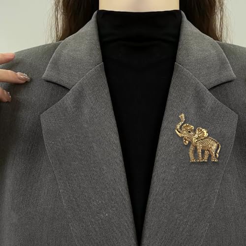 Image of Kokoma Vintage Elephant Brooch Pin for Women Men Animal Indian African King Lapel Pins Corsage Badge Clothes Scarf Clip for Suit Dress Accessories Jewelry