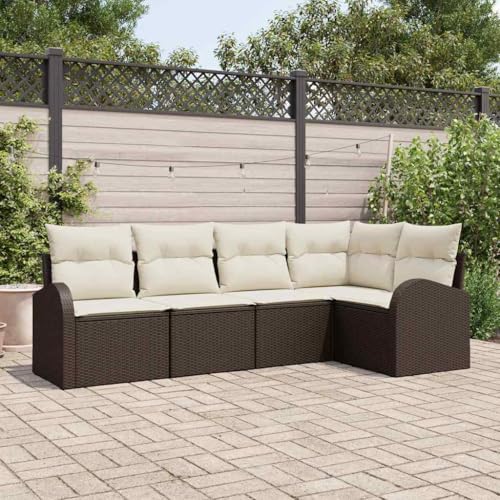 Canapé de jardin modulaire résine tressée cadre acier 5 pcs - 3
