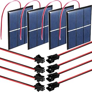 RUNCCI-YUN 4pcs 1.5V 0.65W 60X80mm Polycrystalline Micro Mini Solar Panel For Solar Power Energy, DIY Home, Science Projects Toys+8 pcs JST SM 2 Pin Male and Female Connector