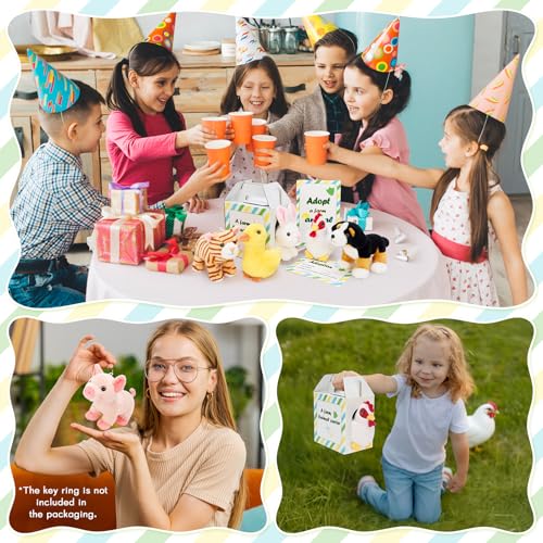 MaoGoLan 31-Piece Adopt a Farm Animal Party Favors Easter Gift Basket Stuffers Kit with 10 Barn Boxes, 10 Plush Farm Animals(6 inch), 10 Adoption Cards & 1 Sign - Thumbnail 7