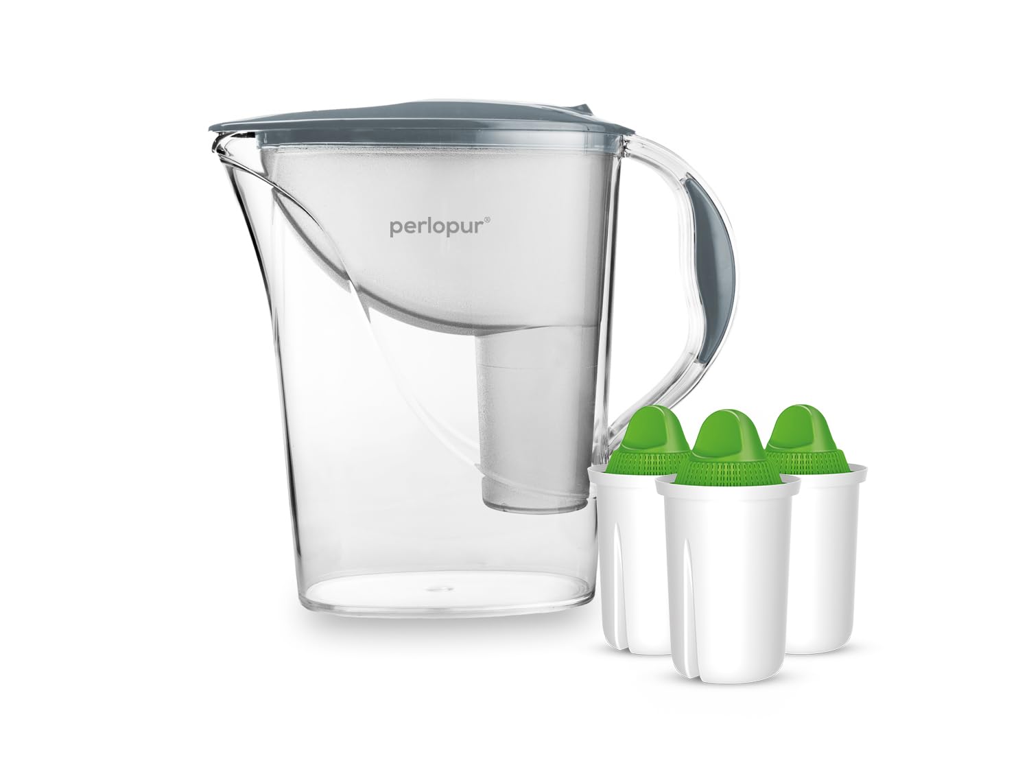 Wasserfilter Standard (grau) mit 3 Alkaline classic Filterkartuschen (Basisches Wasser) - passt zu Brita Classic