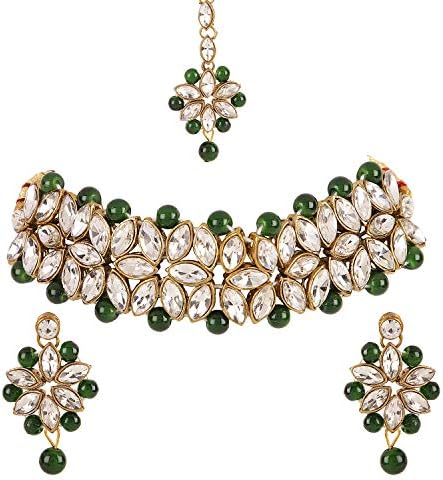 Shining Diva Fashion Latest Choker Design Antique Kundan Traditional Necklace Jewellery Set for Women