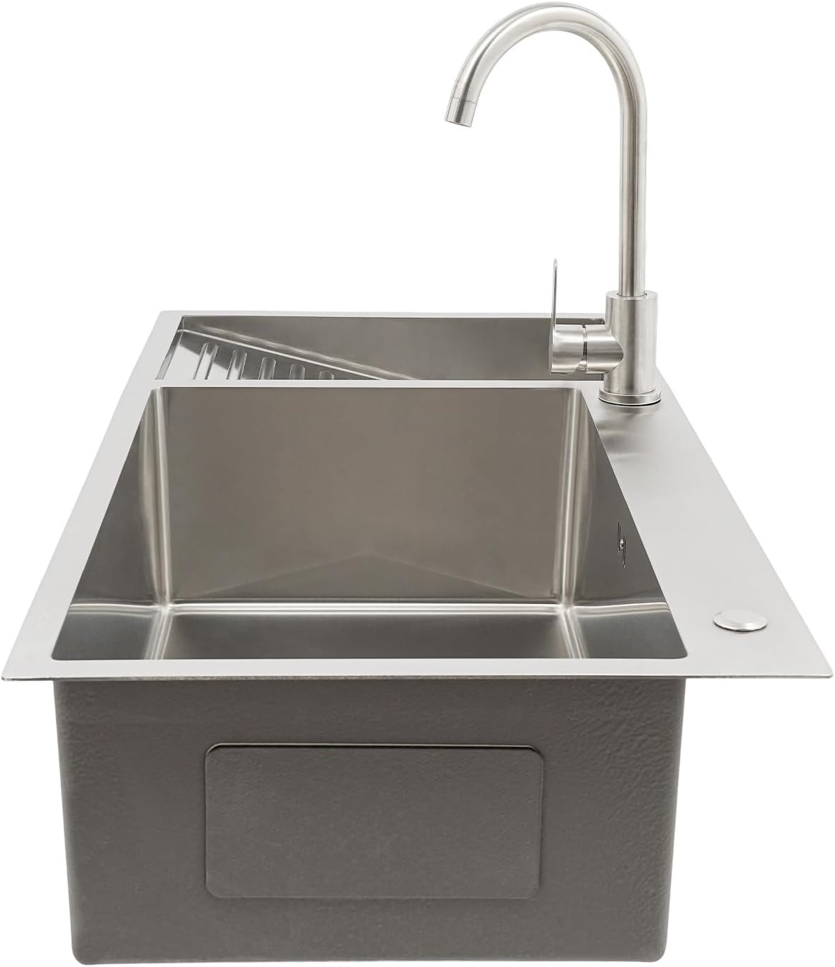 Stainless Steel Utility Sink, Laundry Utility Sink With Washboard Hot and Cold Water Plumbing Large Drainage Hole,X-Shaped Flow Lines for Kitchens Homes Backyards Garages Balconies Laundry Rooms